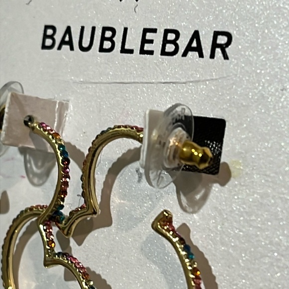 Disney x BaubleBar Outline Mickey Multicolor Gemstone Gold Tone Earrings NWT - Picture 4 of 7